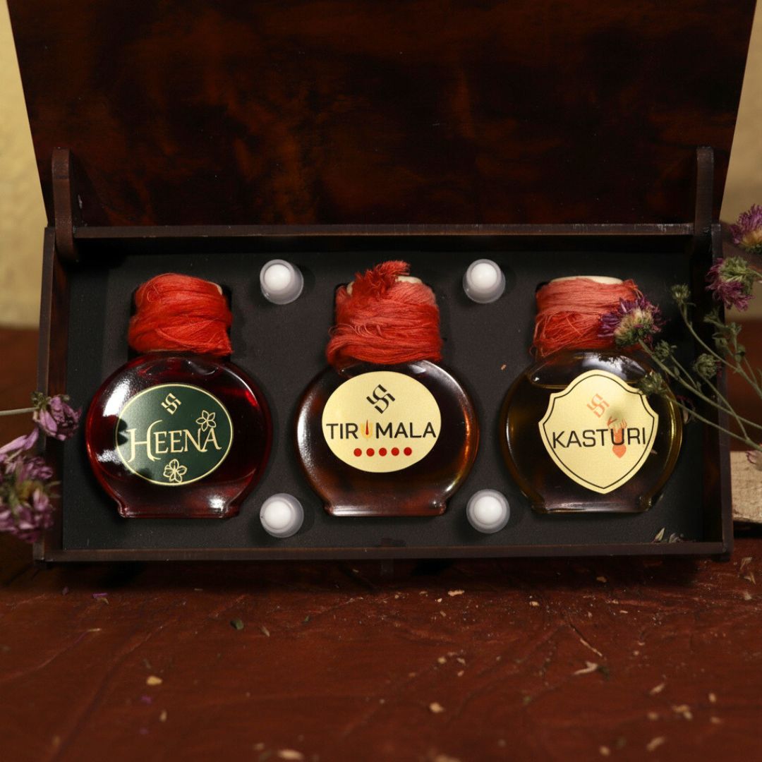 Combo of Tirumala ,heena and kasturi attar (natural extracted oil's)