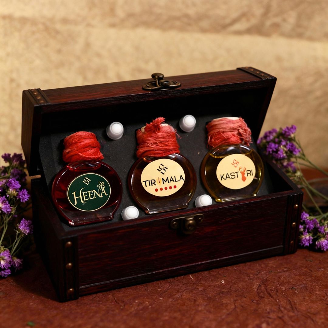 Combo of Tirumala ,heena and kasturi attar (natural extracted oil's)